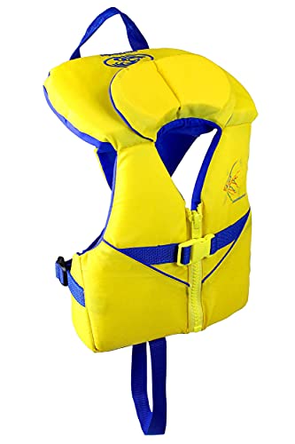 Stohlquist Infant PFD Life Jacket - Yellow + Blue, 8-30 lbs - Coast Guard Approved Life Vest for Toddlers, Support Collar, Grab Handle, Fully Adjustable with Quick Release Buckle