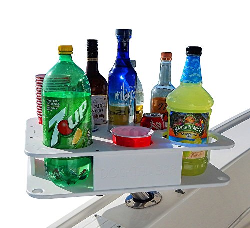 Docktail Boat Bar & Ultimate Marine Cup & Bottle Holder - This Boating Accessory Includes Rod Holder Mount - Holds Handles and All 20 and 30 Oz Tumblers - 12 oz Cans and Bottles - Starboard