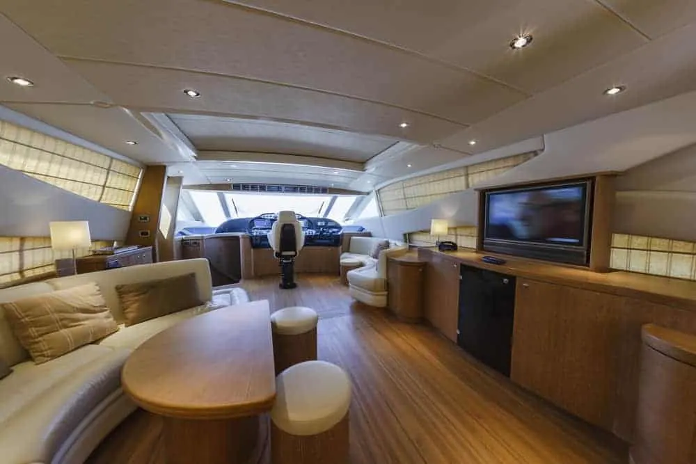 78 foot yacht lounge area with tv