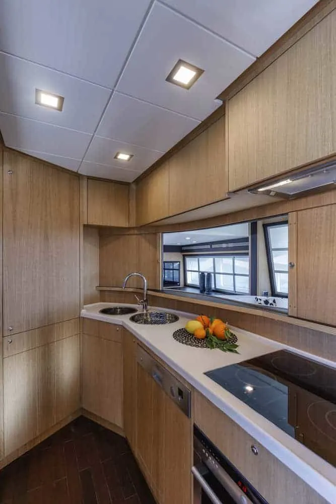 Abacus 70 luxury yacht kitchen area