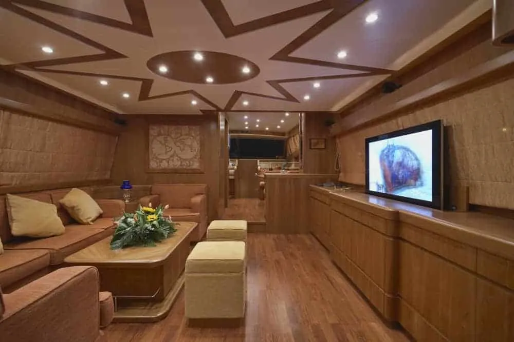 Rizzardi Technema 65 salon with TV on yacht