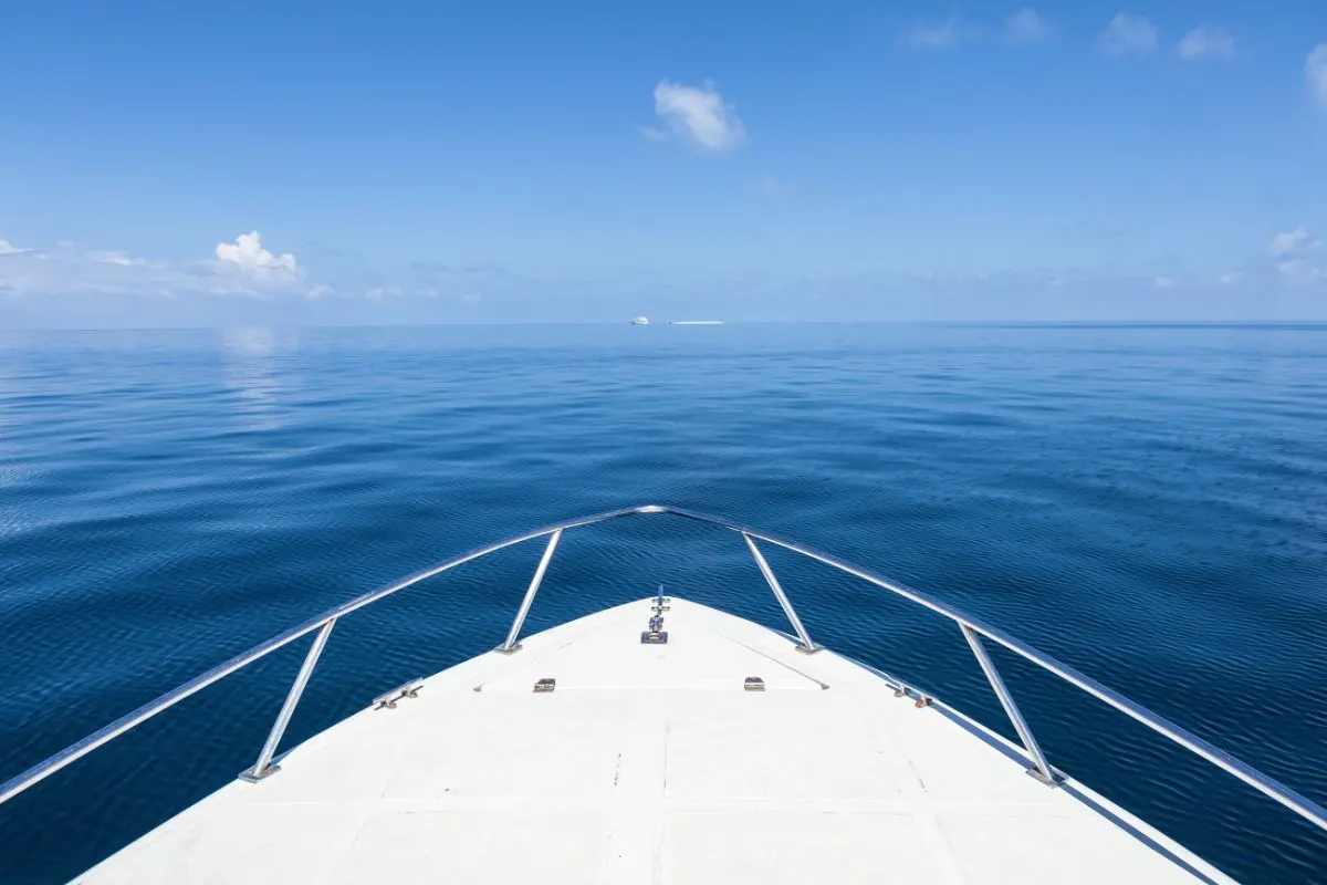 A beautiful view from a bow of yacht at seaward.