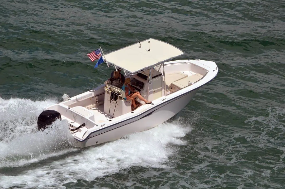 Center Console Boat on the sea