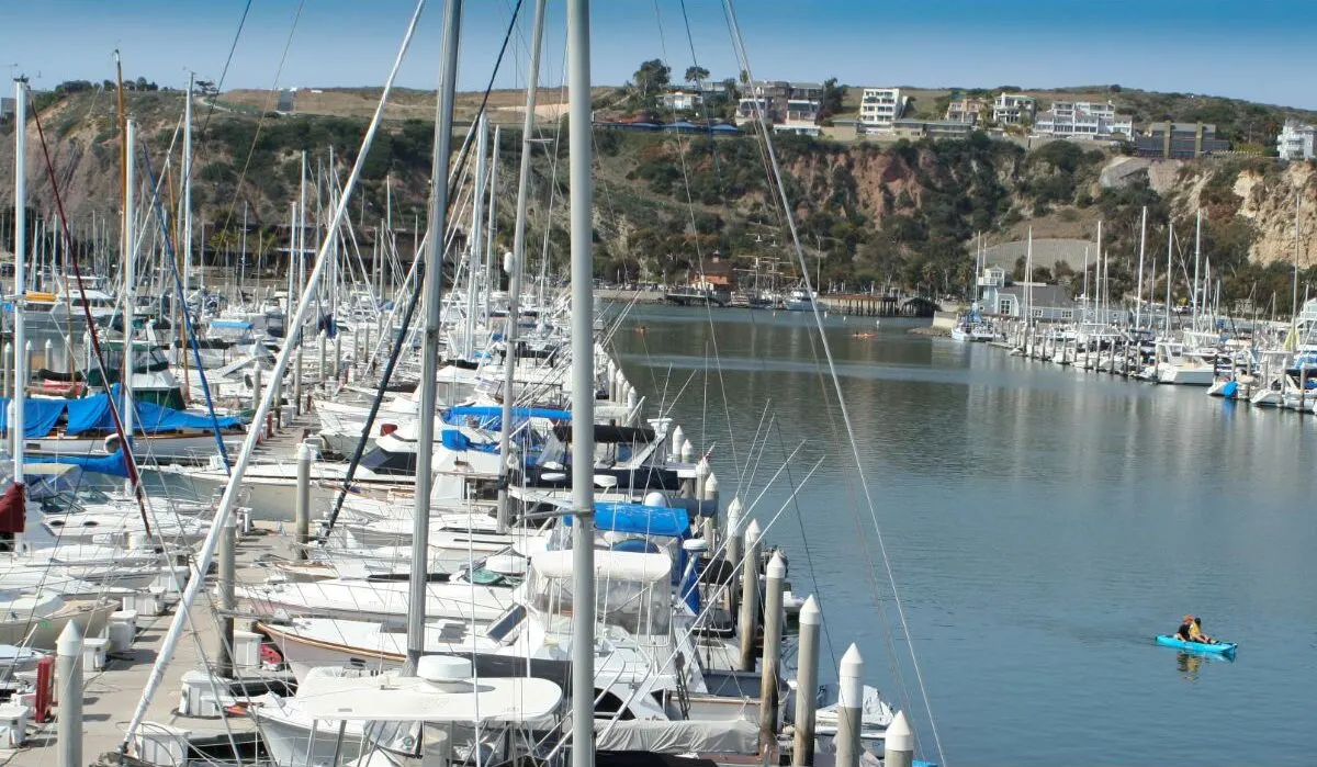 Motor boats parking in the harbor.