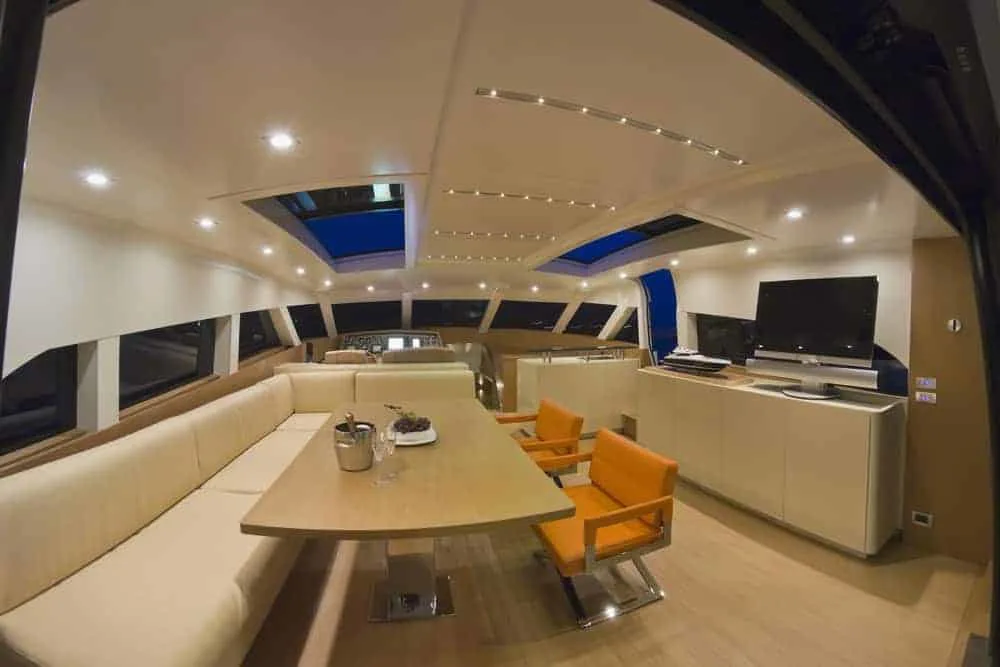 large dinette and living room on yacht