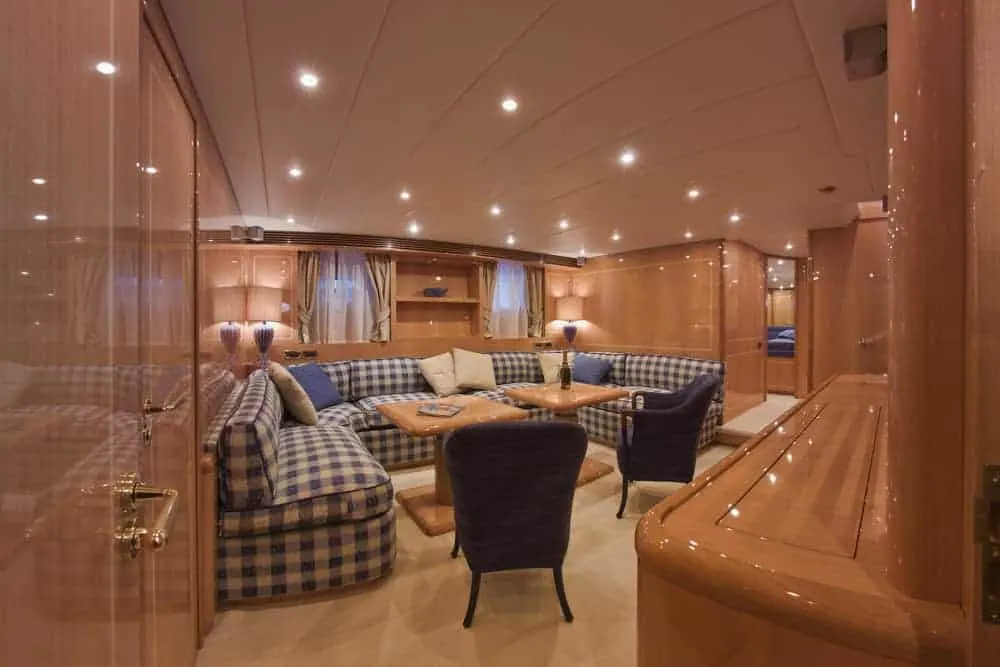 lower cabin dinette area luxury yacht