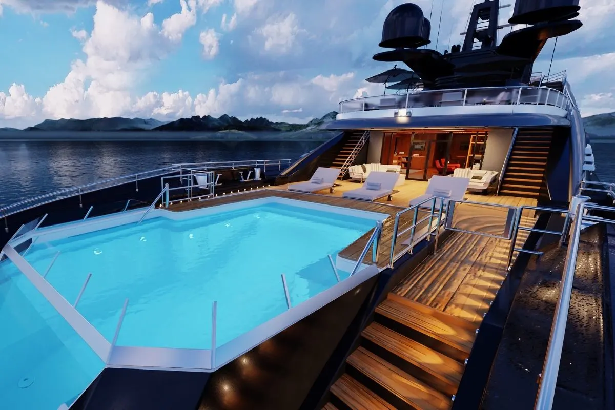 A swimming pool on yacht.