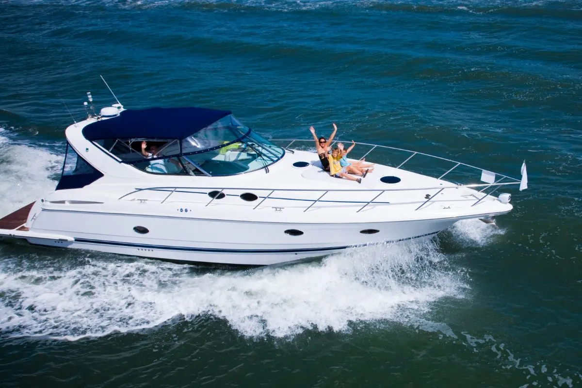 Yacht with a family onboard.