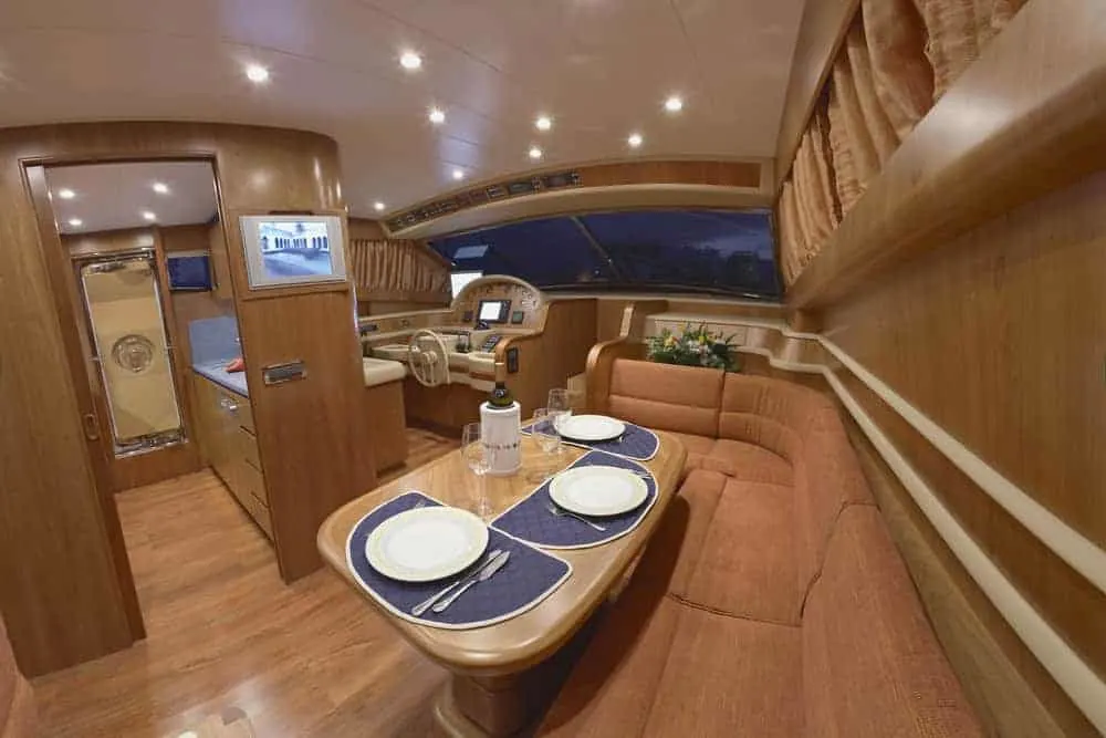 yacht dinette area bench seating