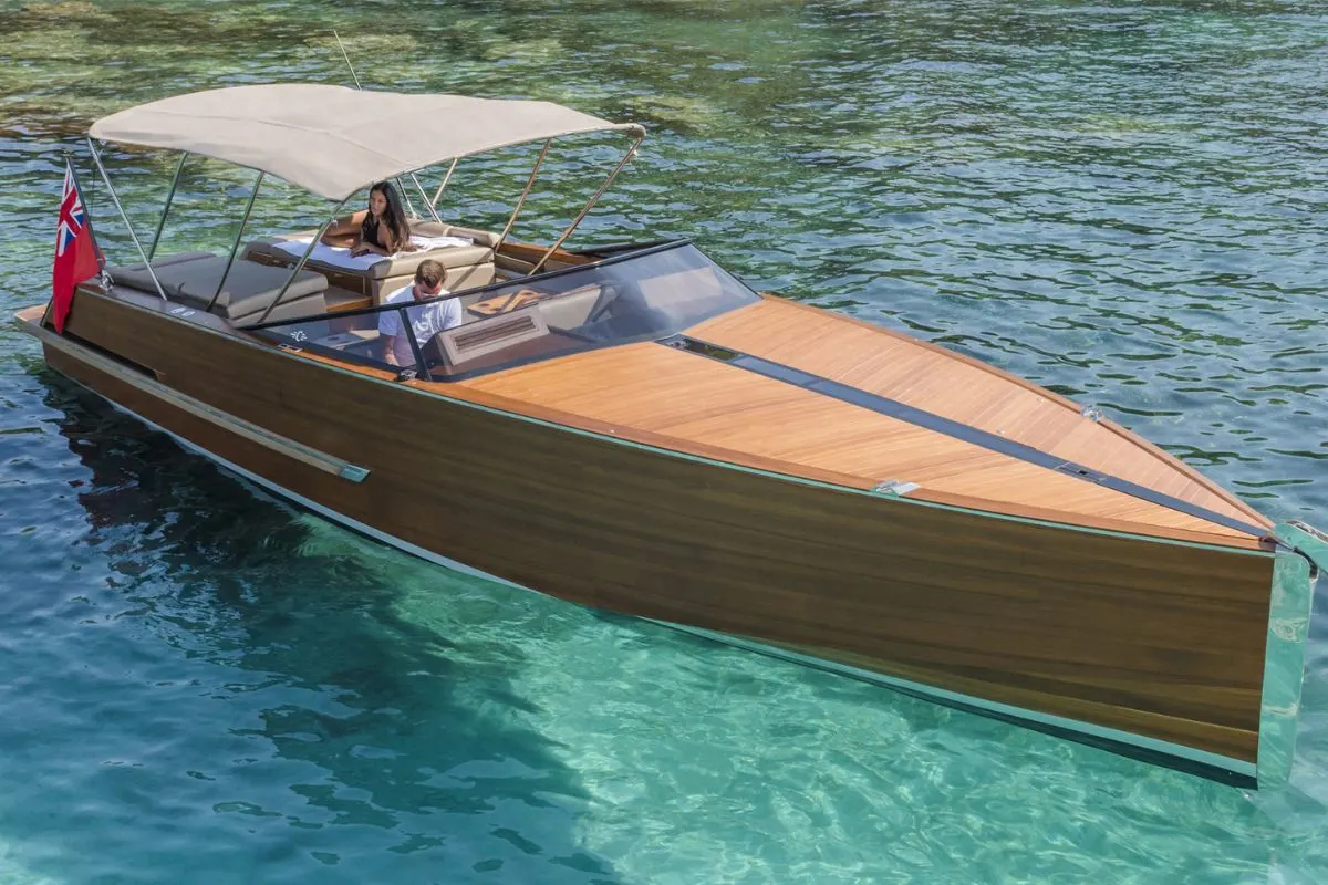 A classy and luxurious Titian Tender by Cockwell yacht spotted anchored in a clear seawater.