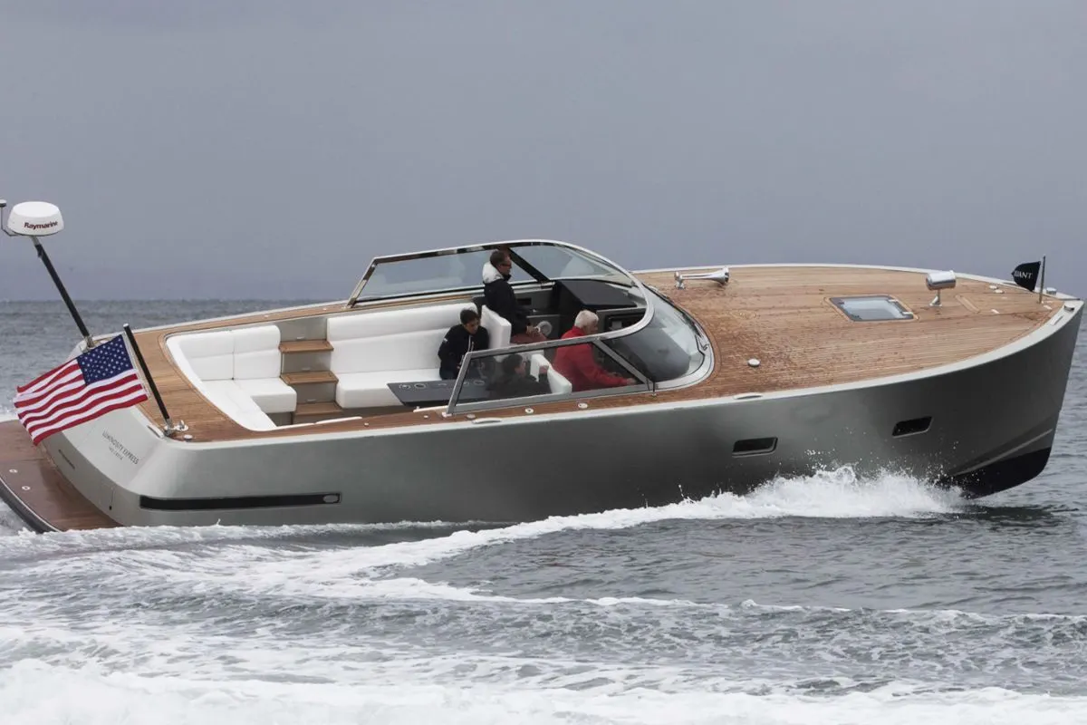  A luxury X40 Express drifting on the sea at full speed.