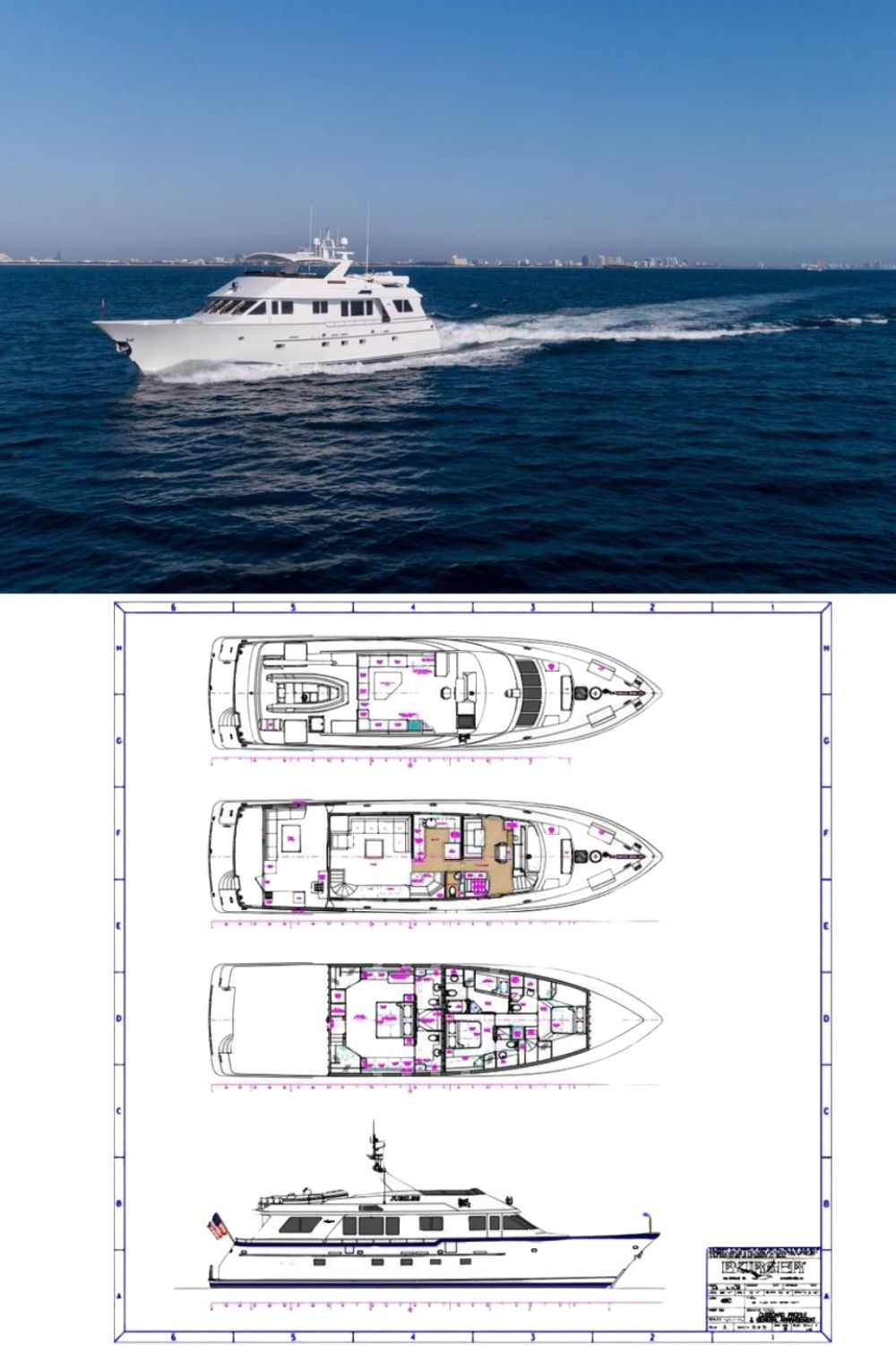 2000 Burger FLUSH DECK MY (84 Ft. Yacht Floor Plan and Design)