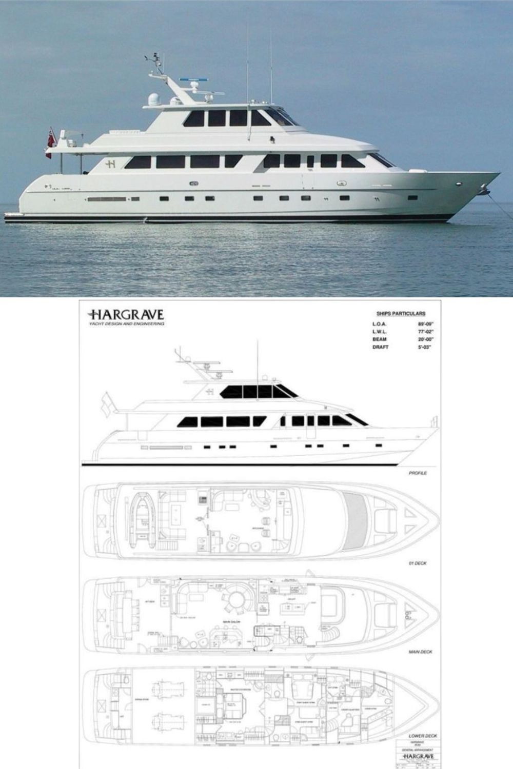 2002 Hargrave 90 sky lounge (a 90 Ft. Yacht Floor Plan and Design)