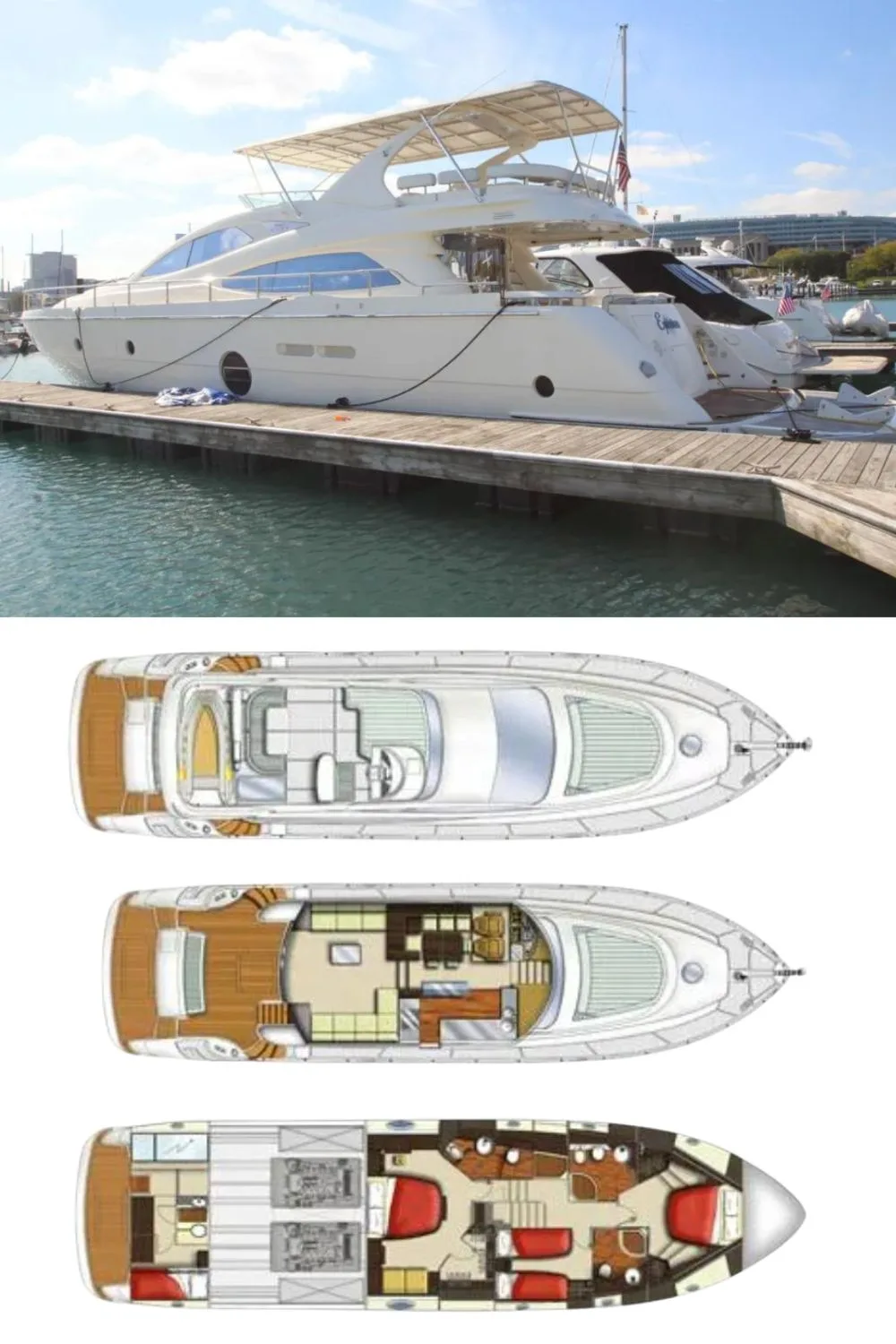 2006 Aicon 64 (a 65 Ft. Yacht Floor Plan and Design)