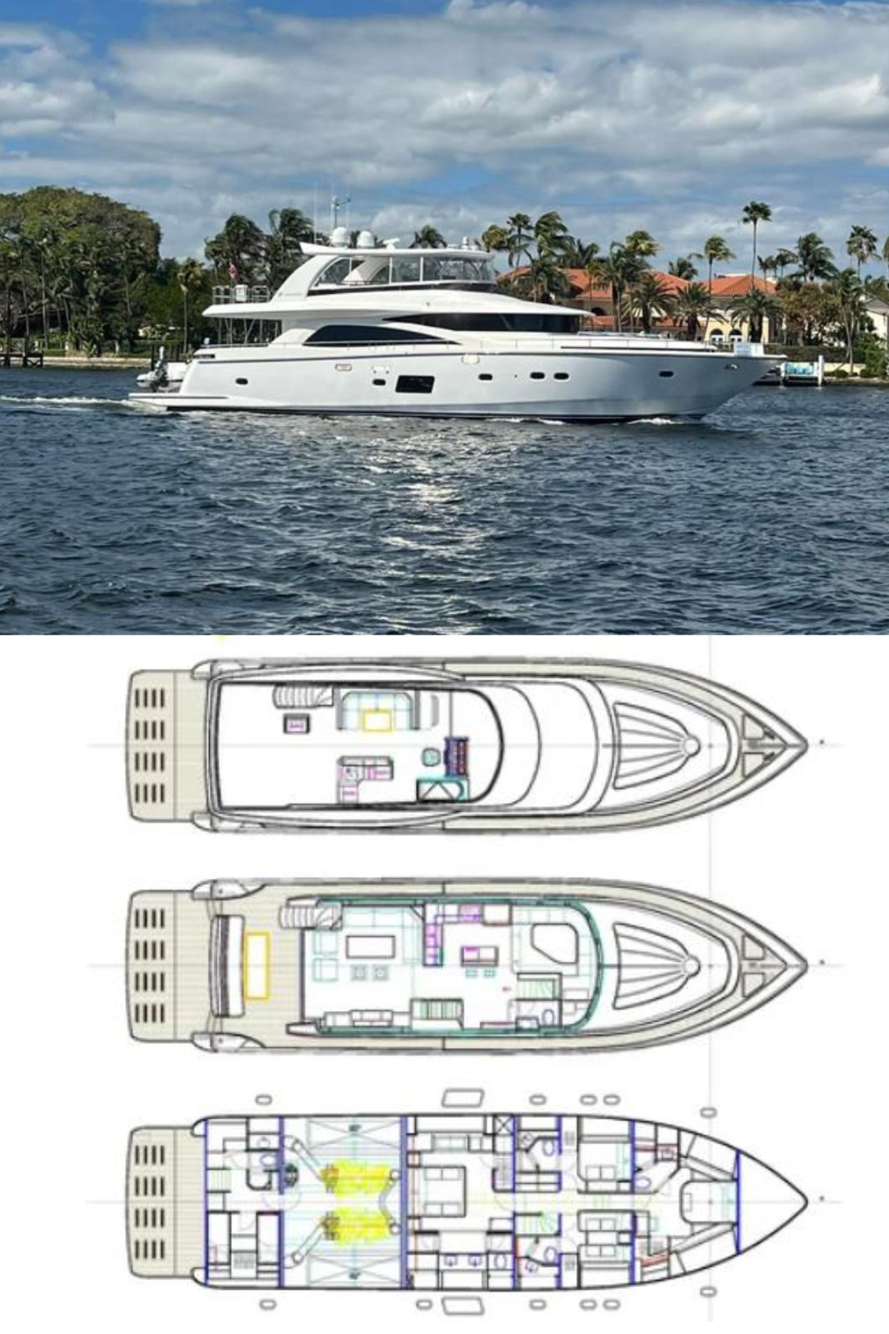 2021 Johnson 80' FB MY wHydraulic Platform (80 Ft. Yacht Floor Plan and Design)