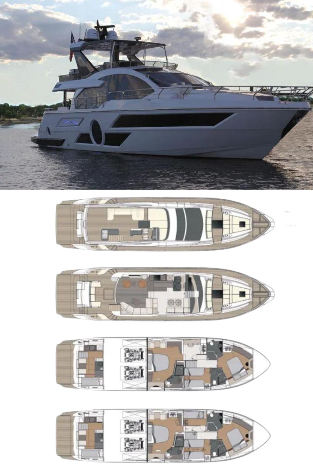 2023 Aicon 66 Vivere (a 66 Ft. Yacht Floor Plan and Design)