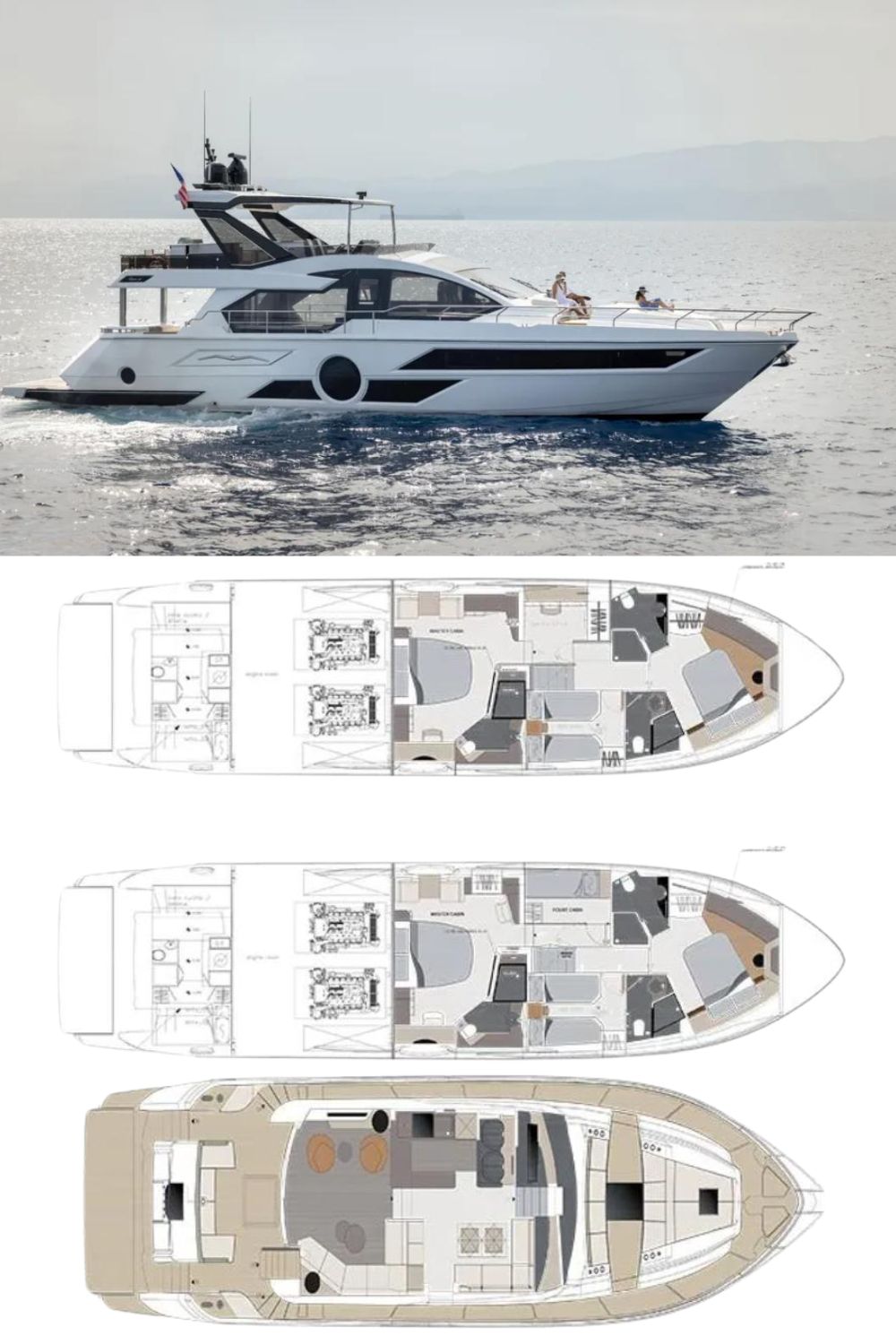 2024 Aicon 66 Vivere (a 66 Ft. Yacht Floor Plan and Design)