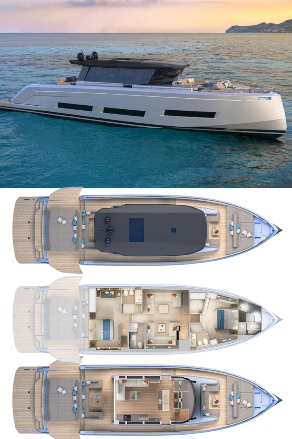 2025 Pardo Yachts GT75 (a 75 Ft. Yacht Floor Plan and Design)