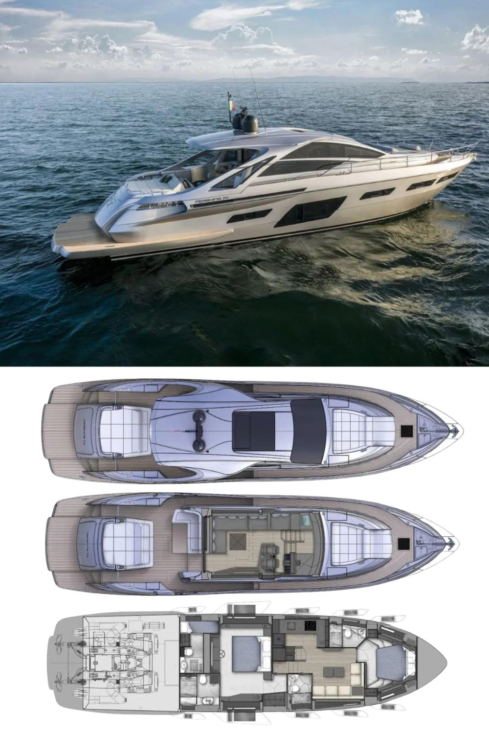 2025 Pershing 7X (a 69 Ft. Yacht Floor Plan and Design)