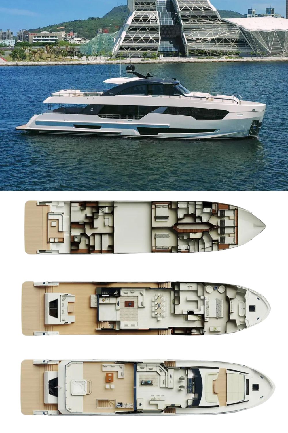 The 2024 Ocean Alexander 30 Revolution Skylounge (a 97 ft. Yacht Floor Plan and Design)