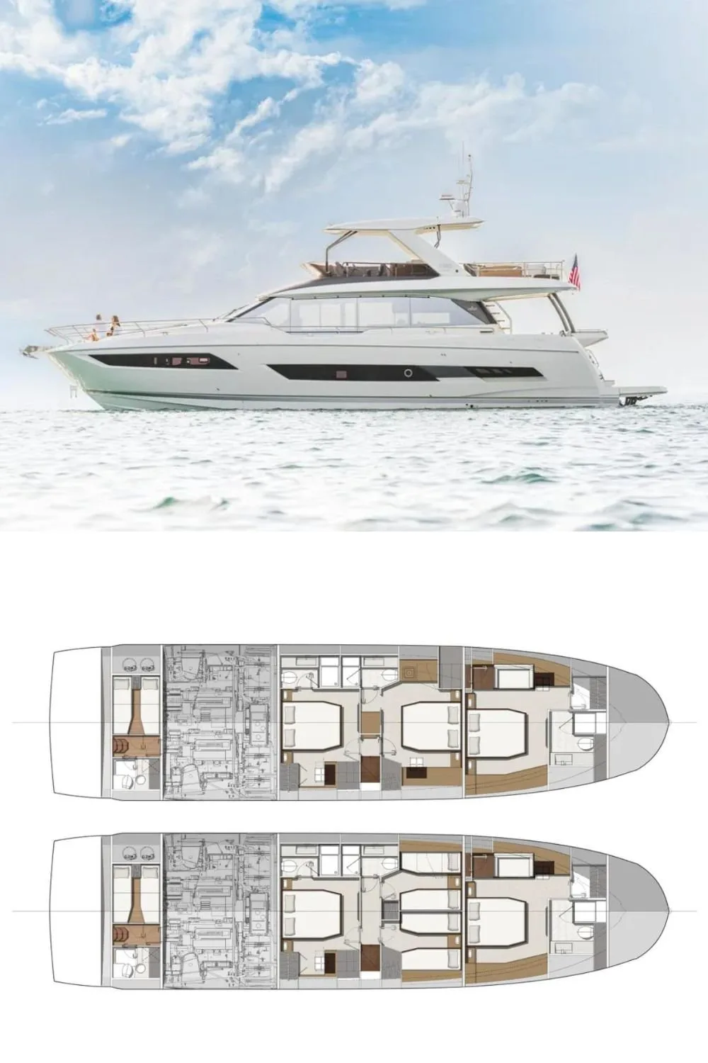 The 2024 Prestige 690 (a 70 ft. Yacht Floor Plan and Design)