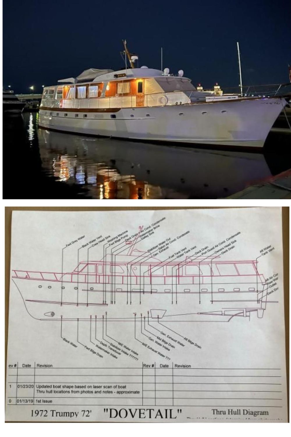 1972 Trumpy 72 Houseboat (a 72 Ft. Yacht Floor Plan and Design)