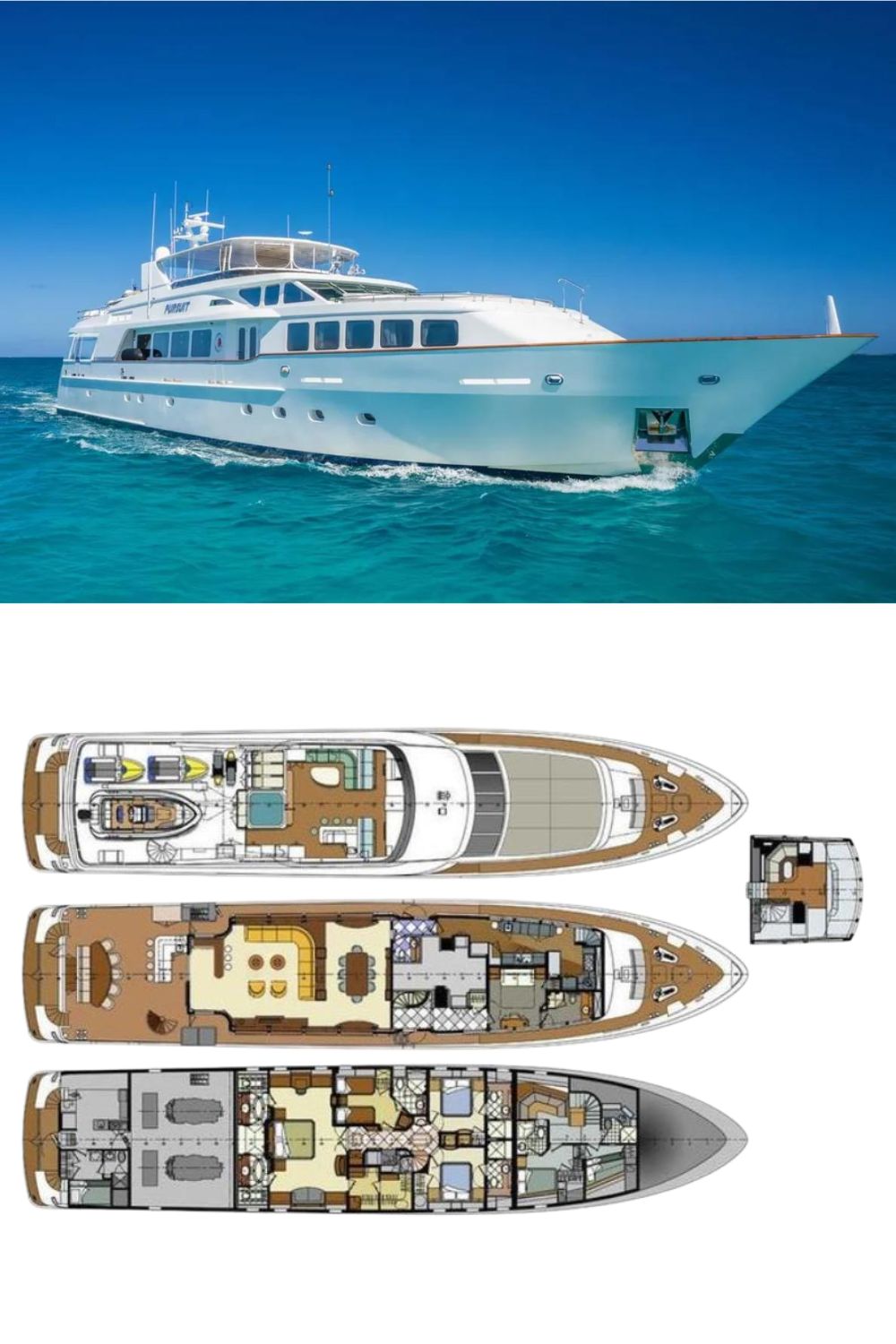 2002 Trinity Yachts Raised Pilothouse (a 124 Ft. Yacht Floor Plan and Design)