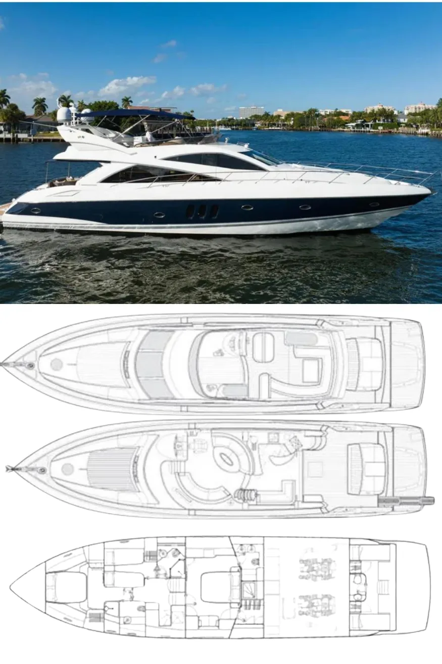 2006 Sunseeker Manhattan 66 (a 66 Ft. Yacht Floor Plan and Design)