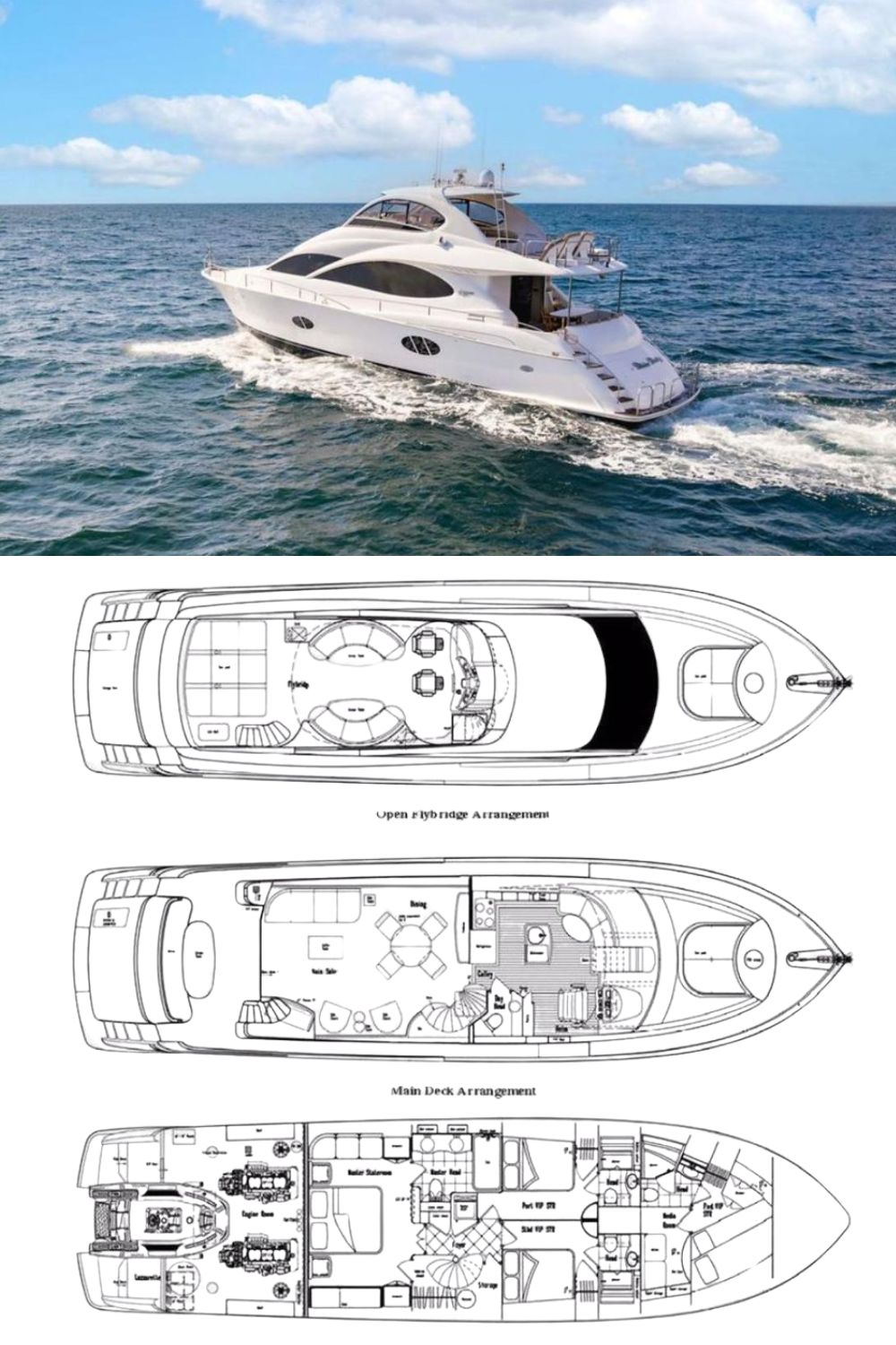 2007 Lazzara 68 (a 69 Ft. Yacht Floor Plan and Design)