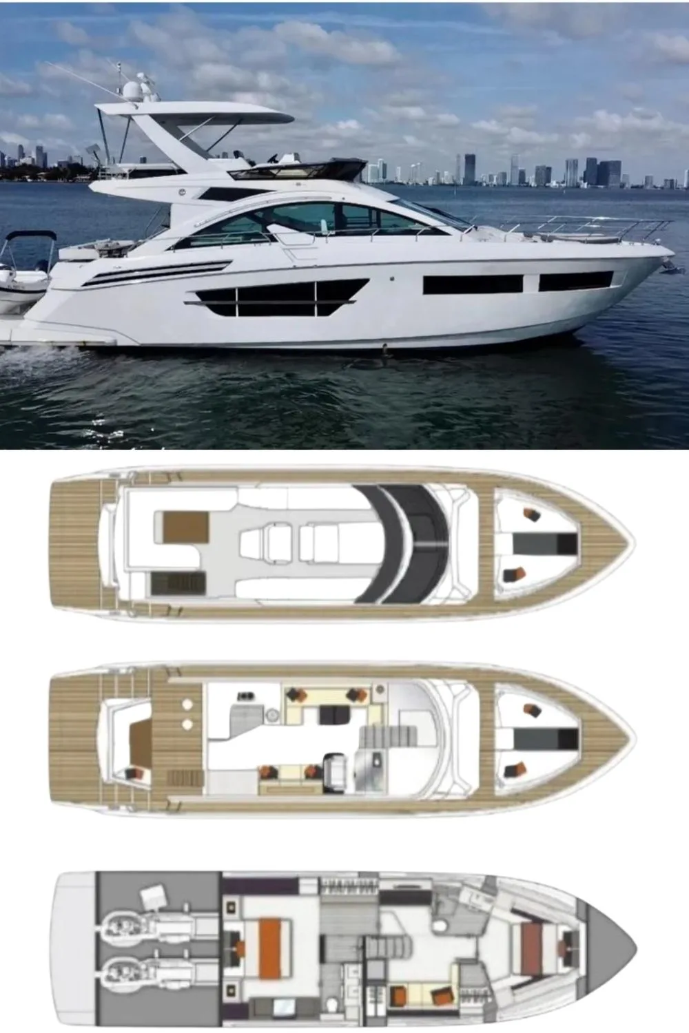 2017 Cruisers Yachts 60 Cantius Fly (a 60 Ft. Yacht Floor Plan and Design)