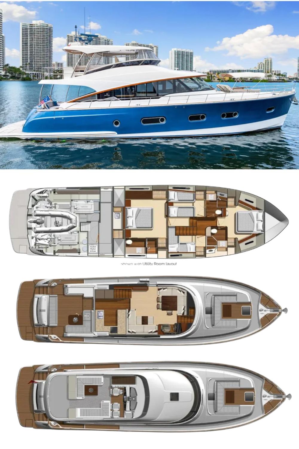 2020 Belize 66 Daybridge (a 69 Ft. Yacht Floor Plan and Design)