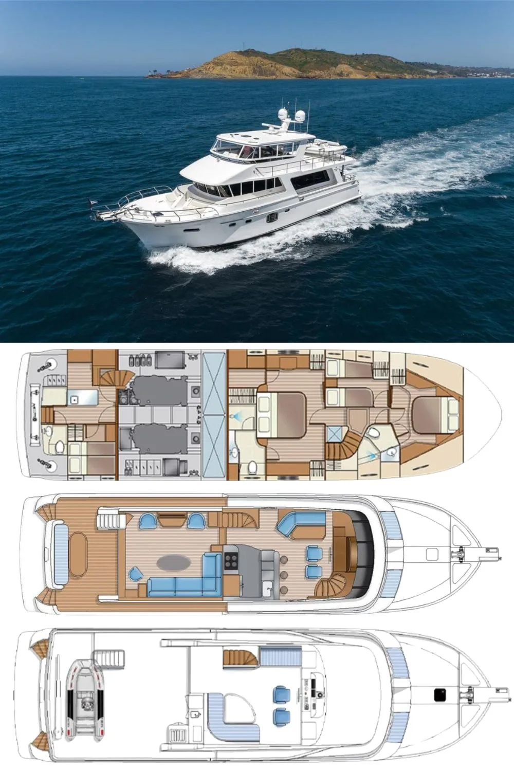 2020 Hampton 658 Endurance (a 68 Ft. Yacht Floor Plan and Design)