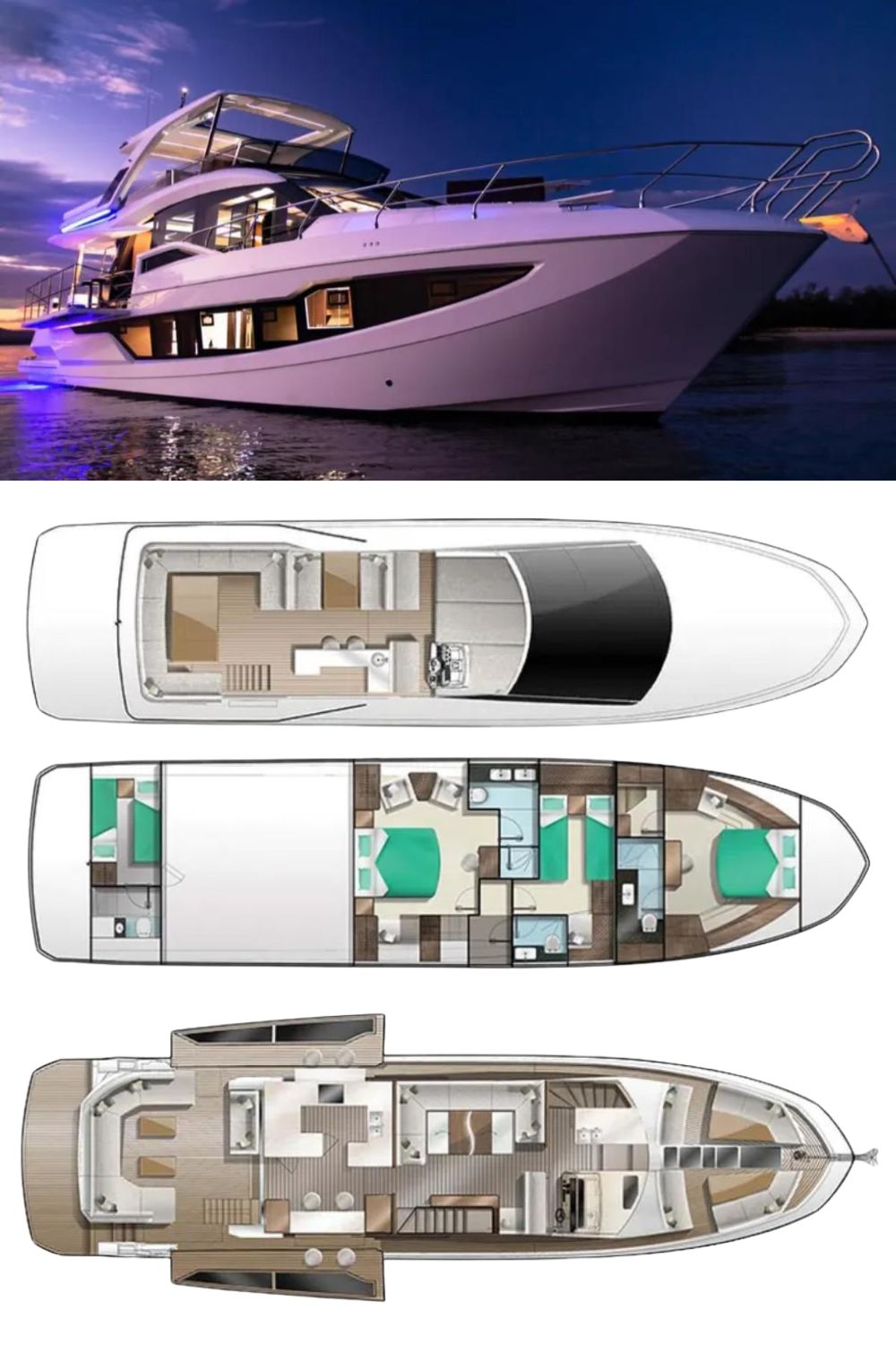 2024 Galeon 640 Fly (a 64 Ft. Yacht Floor Plan and Design)