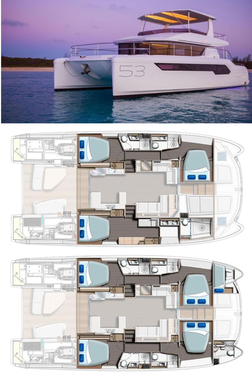 2024 Leopard 53 Powercat (a 53 Ft. Yacht Floor Plan and Design)