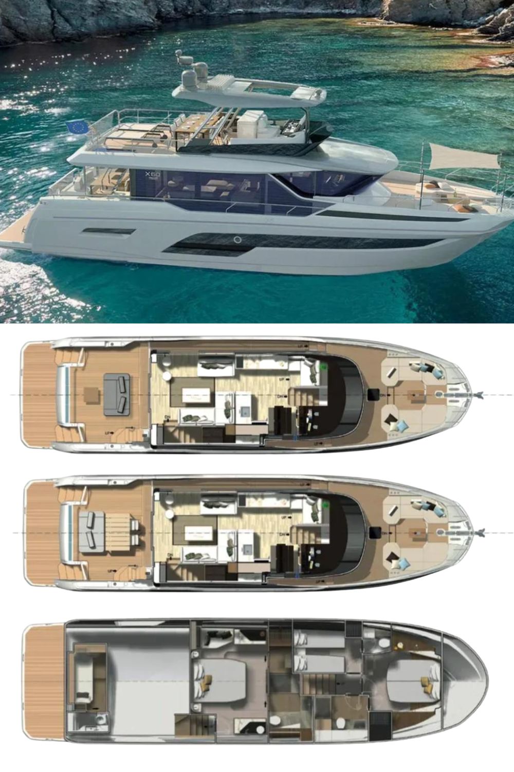 2024 Prestige X60 (a 61 Ft. Yacht Floor Plan and Design)