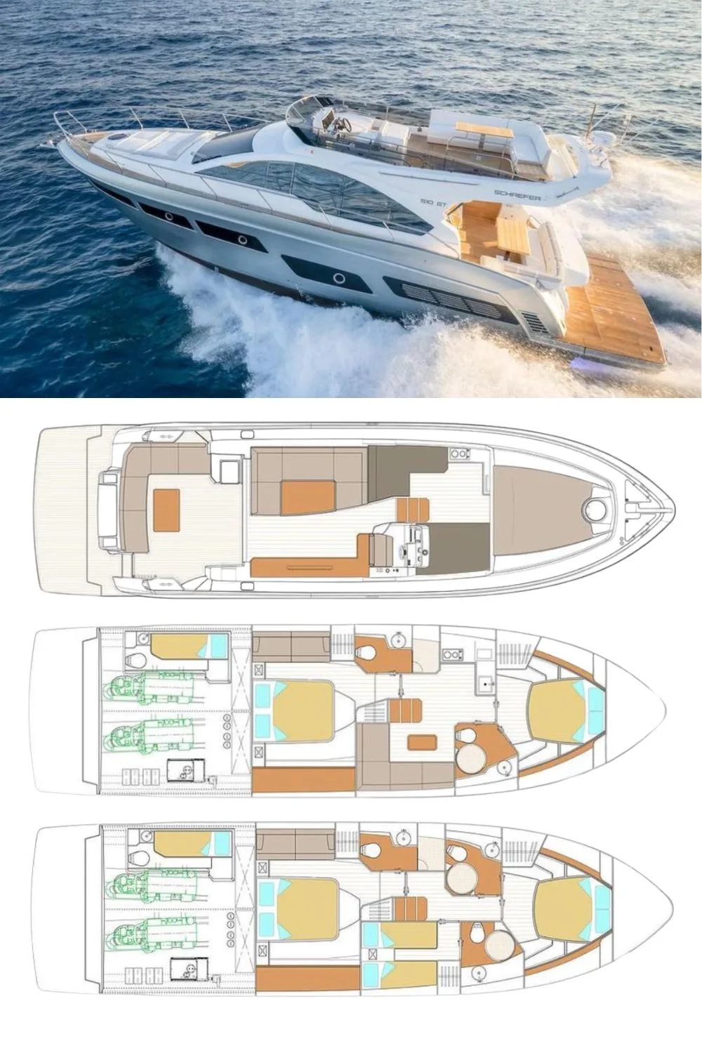 2024 Schaefer 510 GT Pininfarina (a 51 Ft. Yacht Floor Plan and Design)