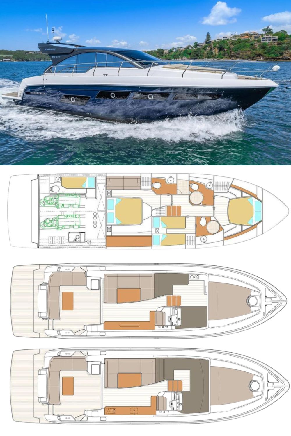 2024 Schaefer 510 Sport Pininfarina (a 51 Ft. Yacht Floor Plan and Design)