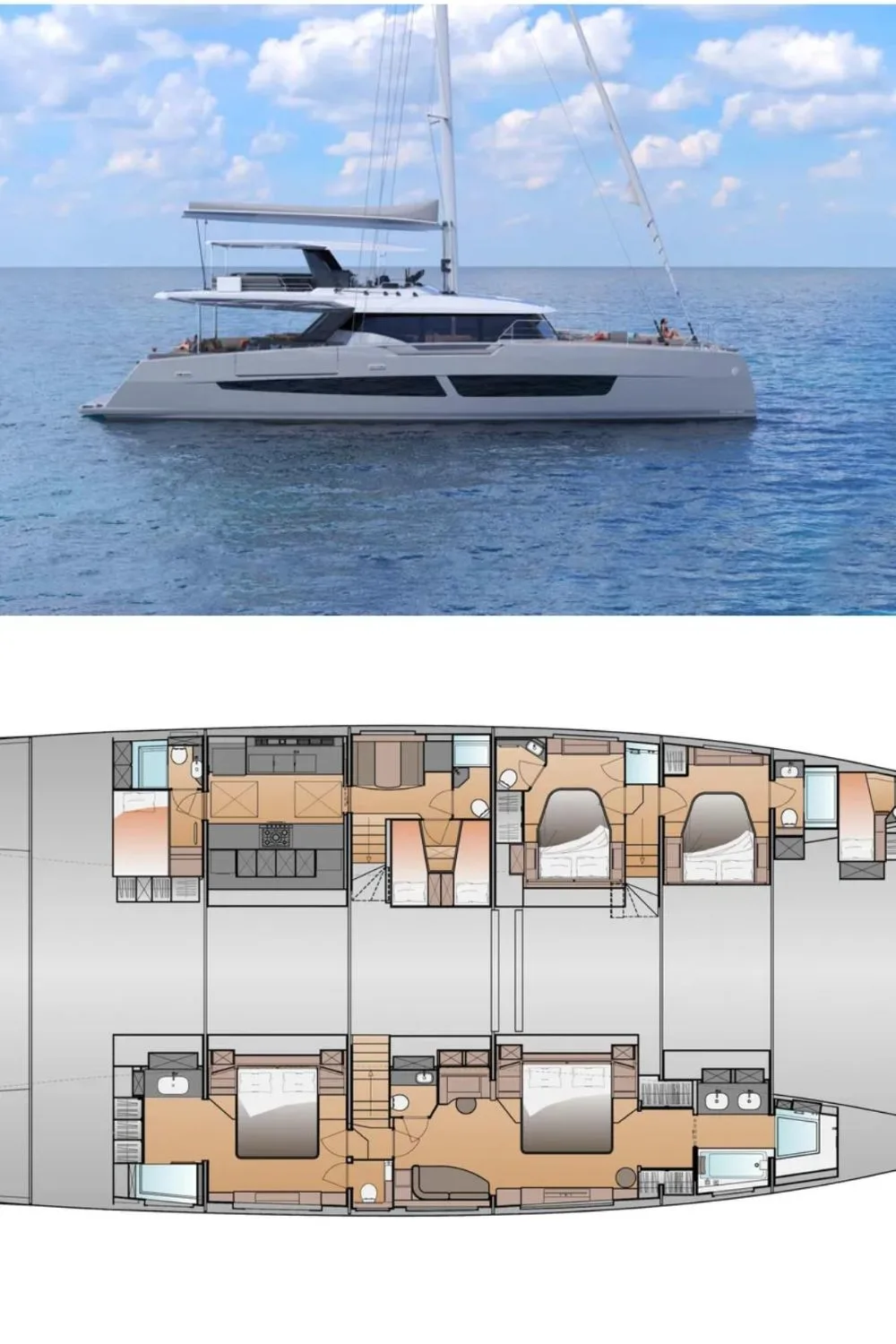 2025 Fountaine Pajot New 80 (80 Ft. Yacht Floor Plan and Design)