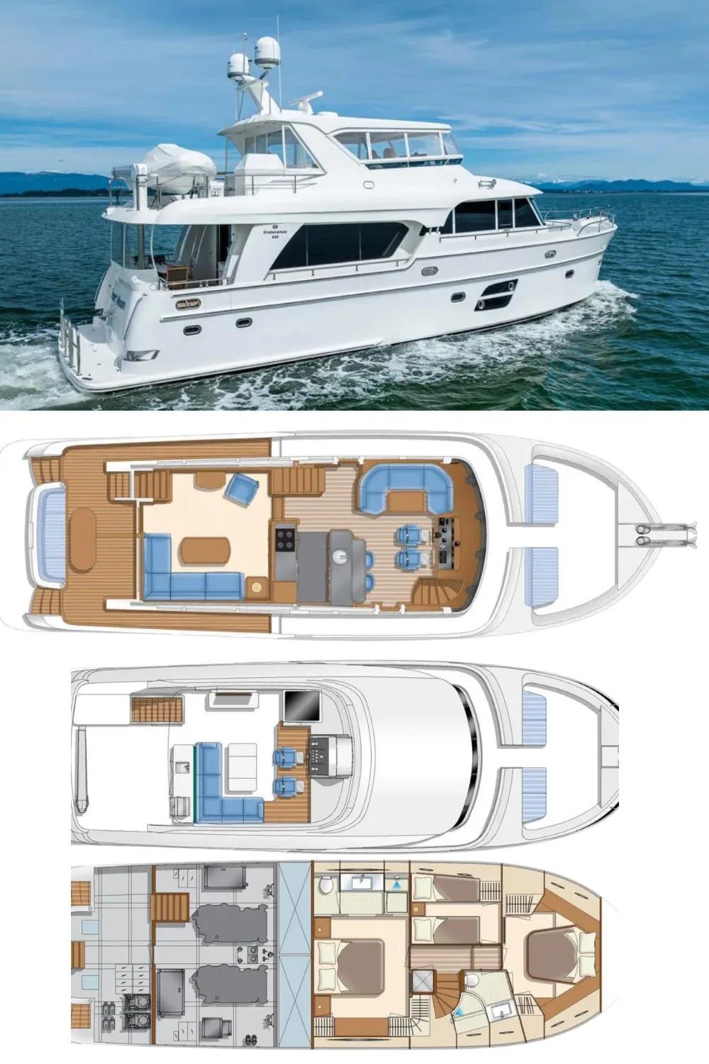 2025 Hampton Endurance 630 Euro (a 63 Ft. Yacht Floor Plan and Design)