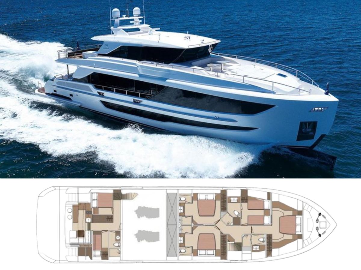 2025 Horizon FD90 (a 90 Ft. Yacht Floor Plan and Design) - BoatBiscuit