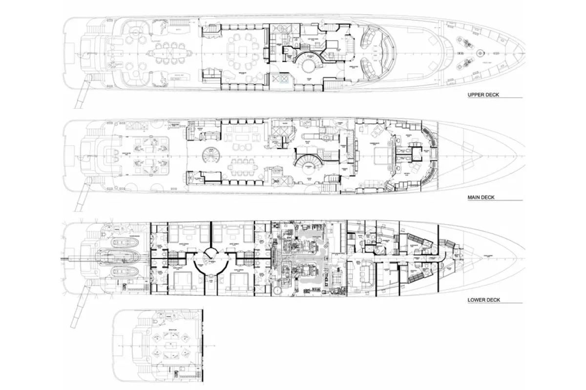 Upper deck, Lower deck, Main deck plan