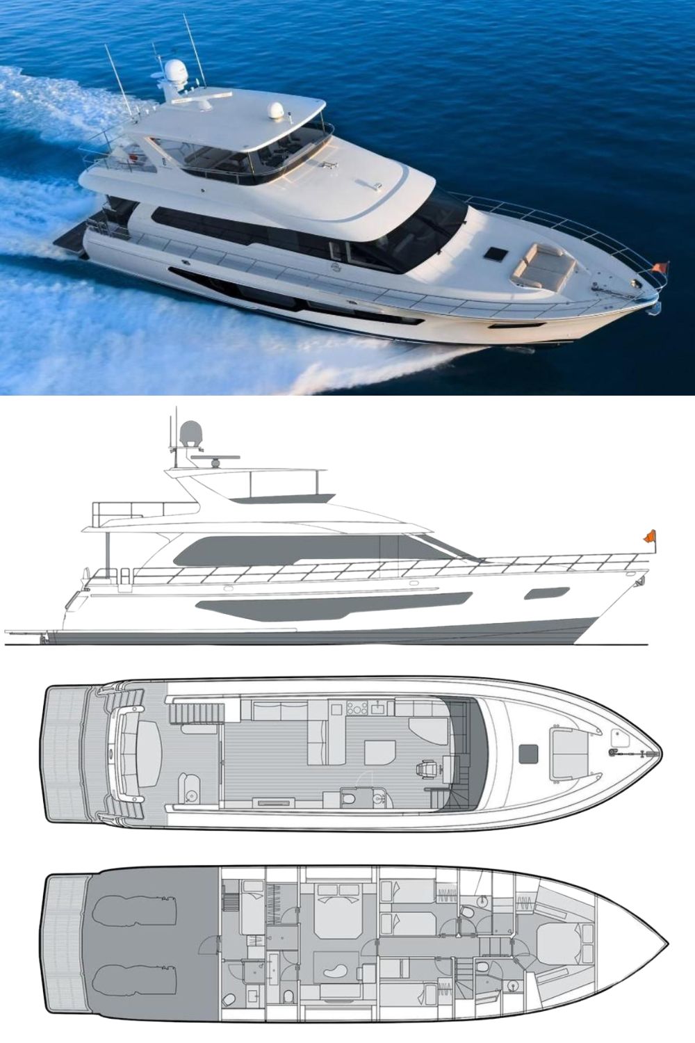 CL Yachts CLB72 (a 76 Ft. Yacht Floor Plan and Design)