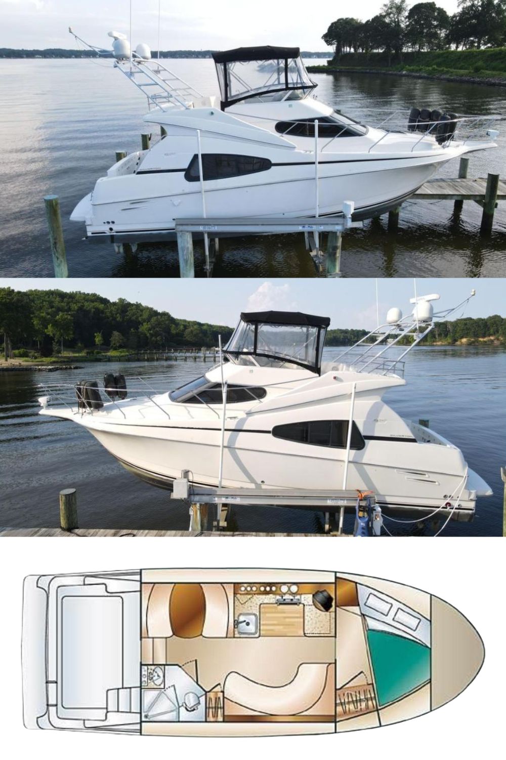 2002 Silverton 330 Sport Bridge (a 35 Ft. Yacht Floor Plan and Design)