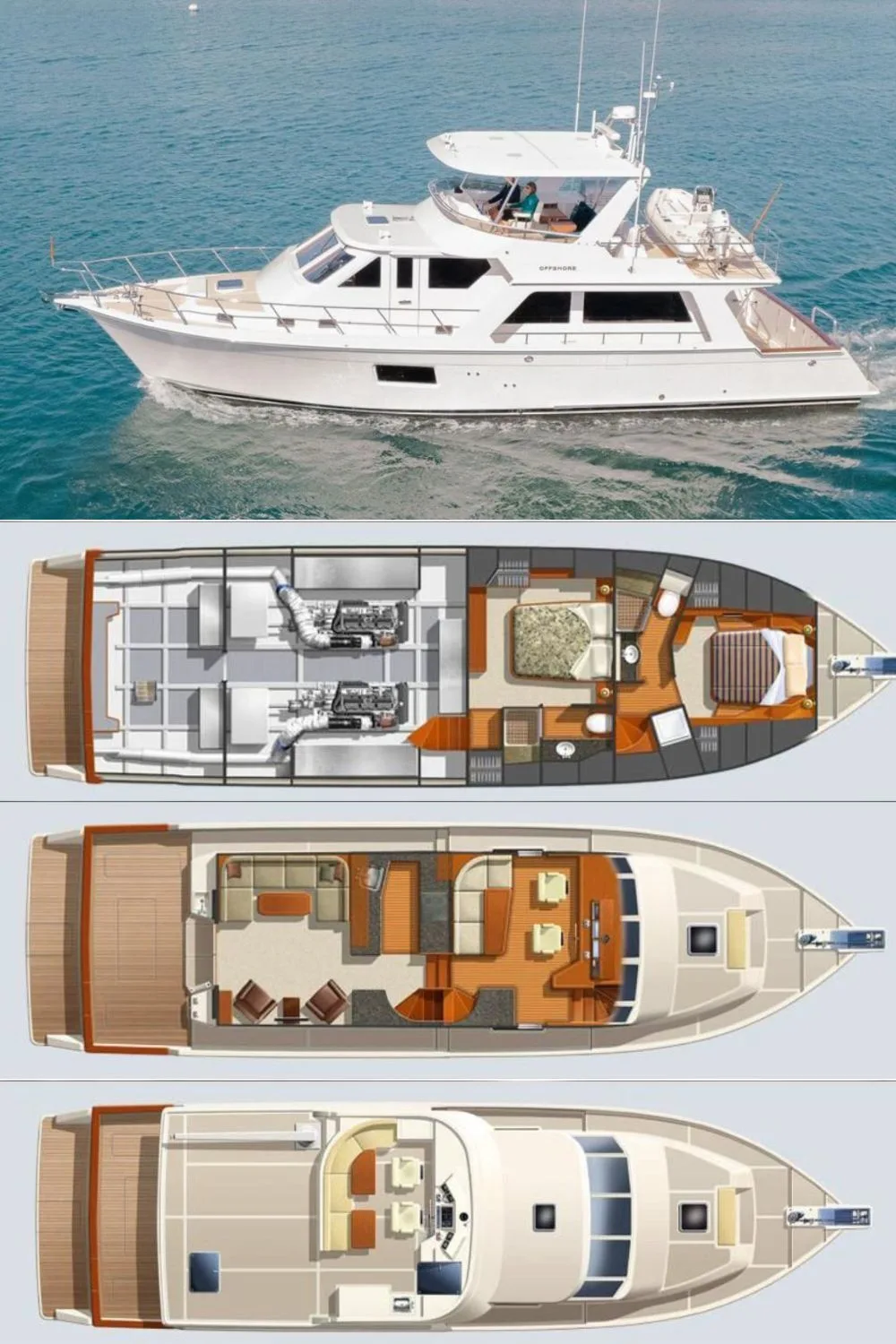 2024 Offshore Yachts 54 Pilot House (a 57 Ft. Yacht Floor Plan and Design)