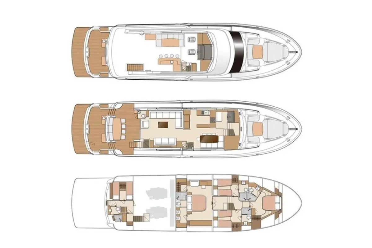 2025 Horizon V80 (81 Ft. Yacht Floor Plan and Design) - BoatBiscuit