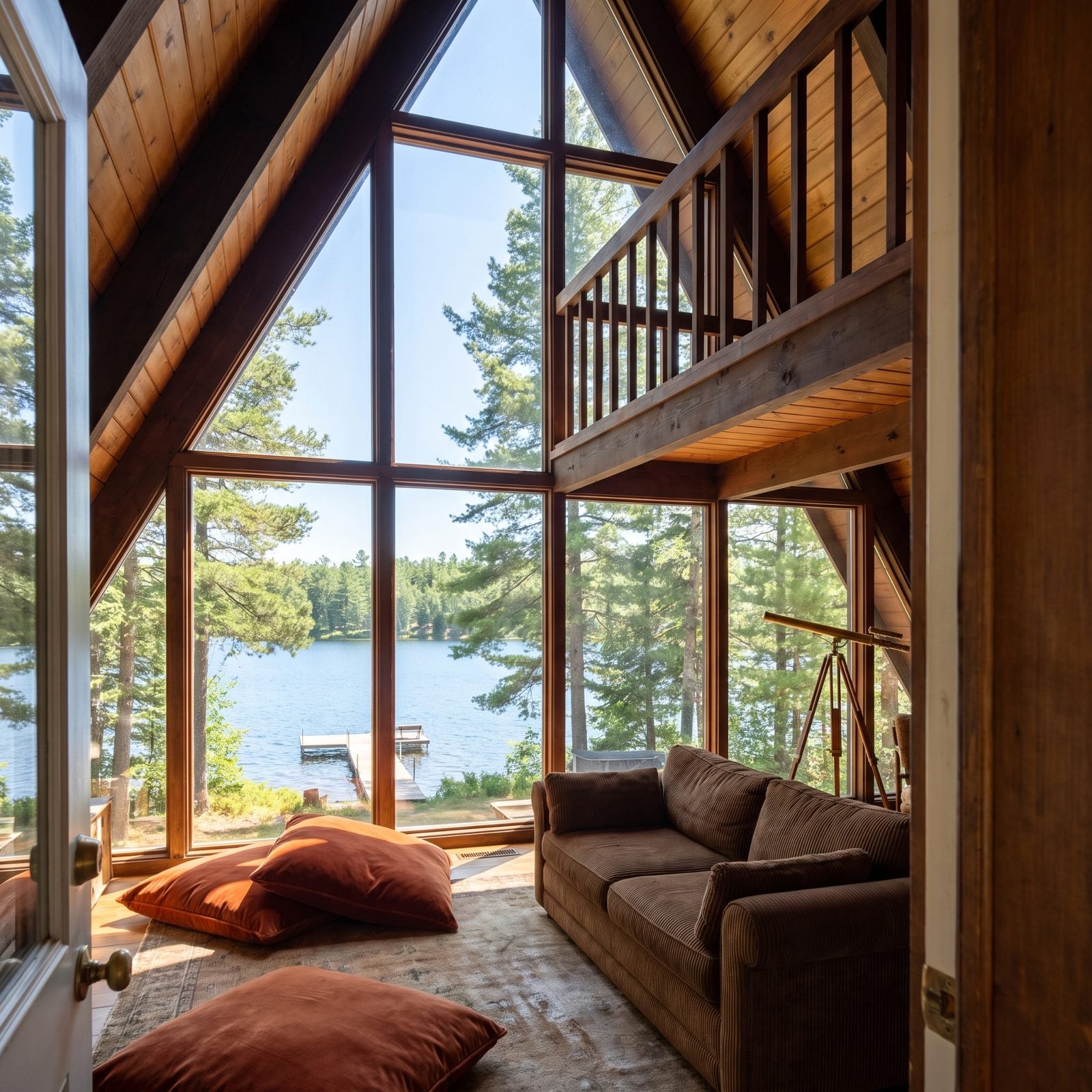 An A-Frame Wall of Single-Pane Glass