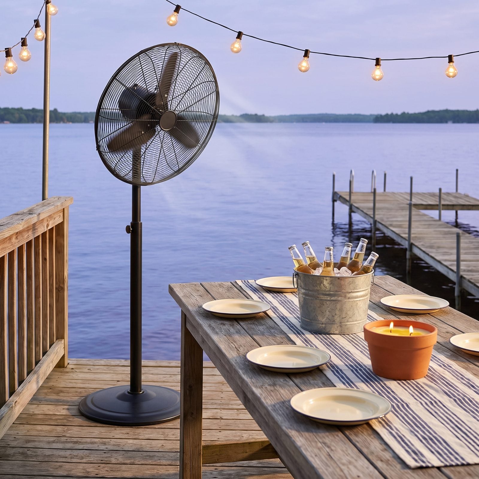 Aim a Pedestal Fan Across the Outdoor Dining Table