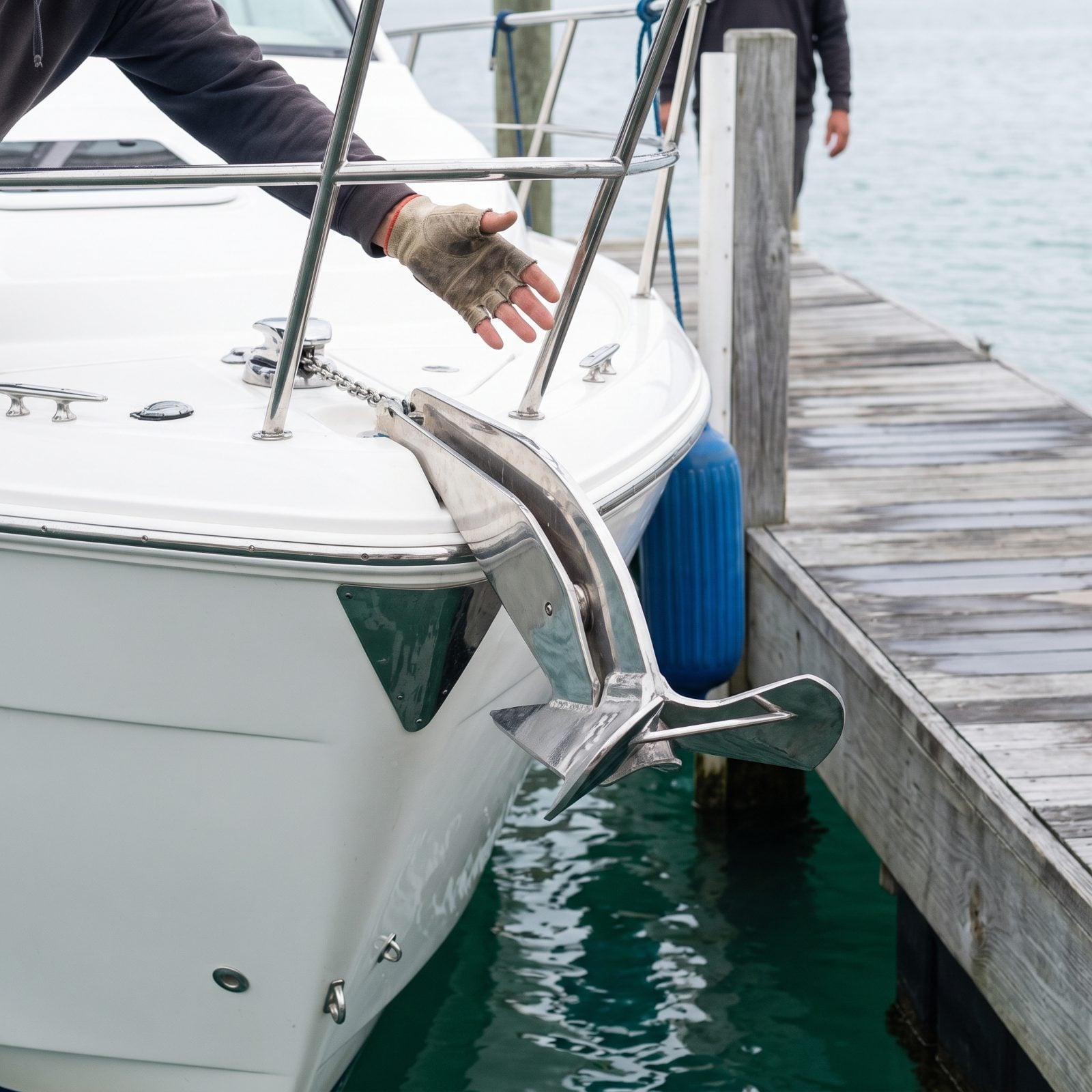 The Anchor Hanging Off the Bow Right Where Staff Reach to Grab the Boat