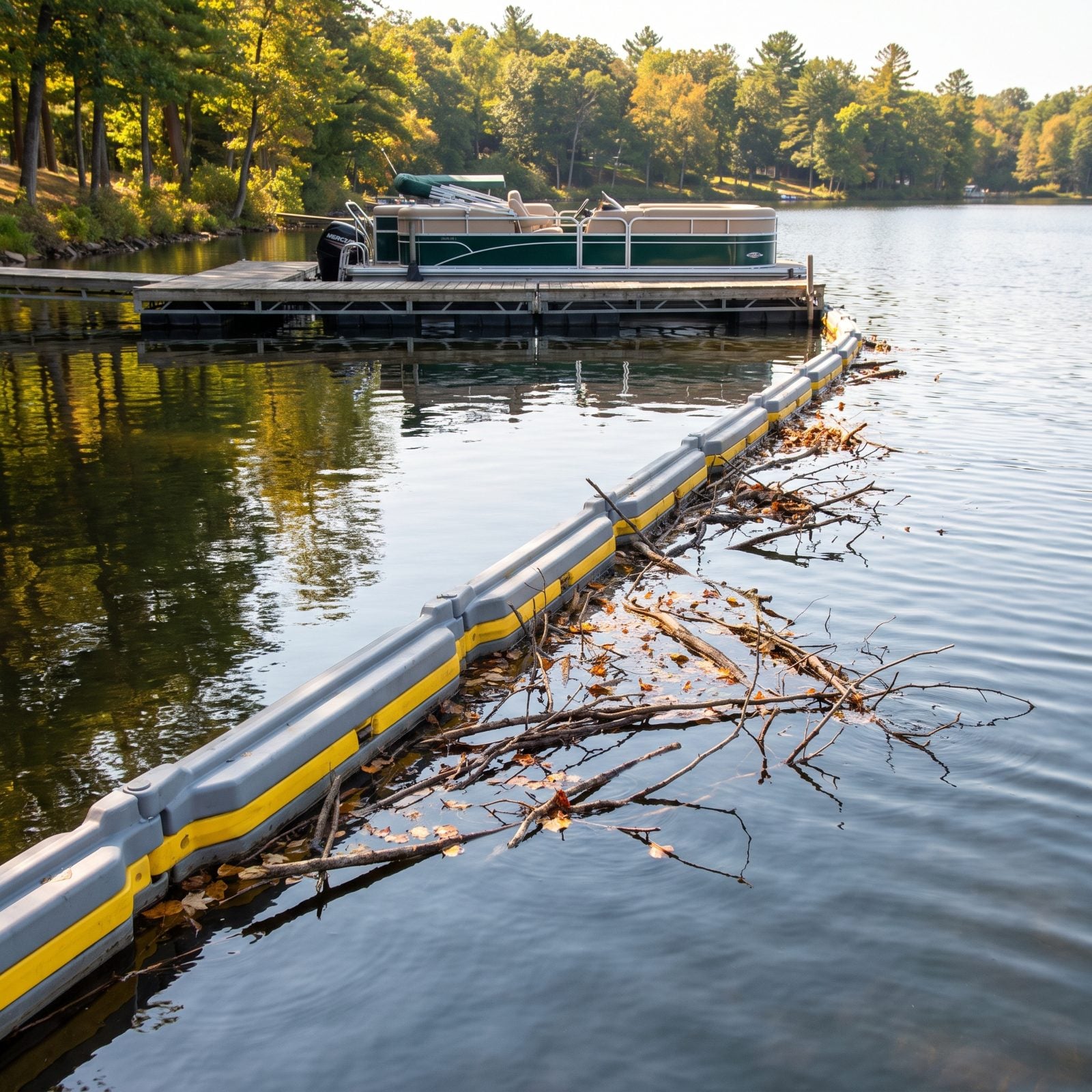 An Angled Debris Deflector That Diverts Floating Branches