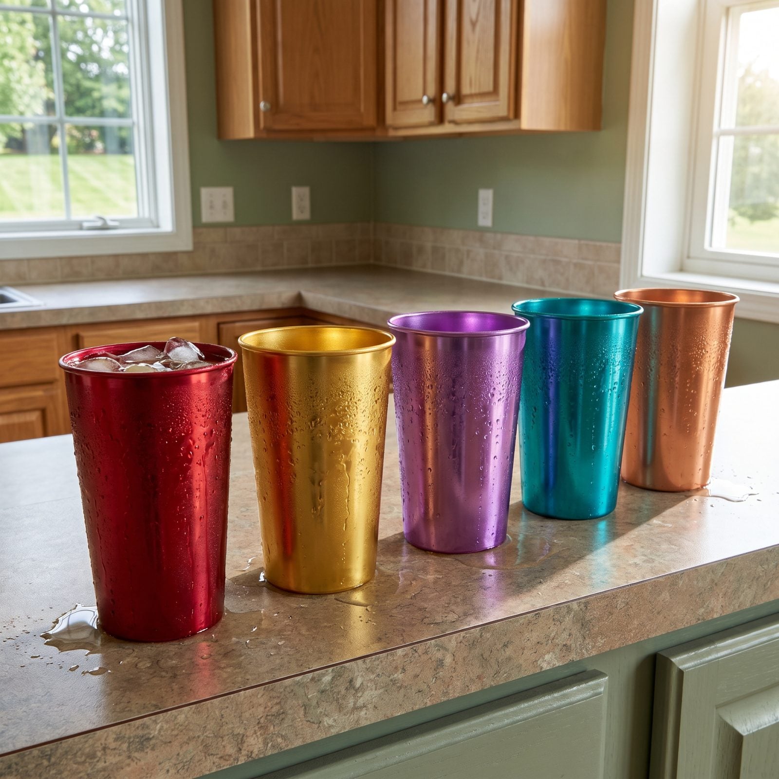 Anodized Aluminum Tumblers That Sweated in Summer